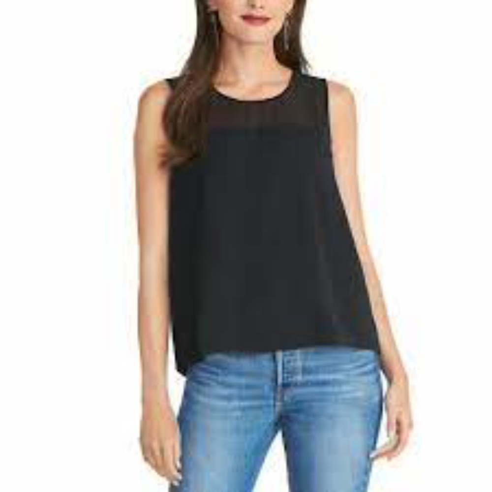 NWT RACHEL RACHEL ROY Black Sheer-yoke Sleeveless Blouse
